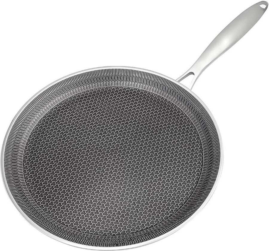 SnelShoppen Crêpe pan 26 cm van roestvrij staal met krasvaste antiaanbaklaag inductie geschikt ideaal voor pannenkoeken crepes en meer in de keuk