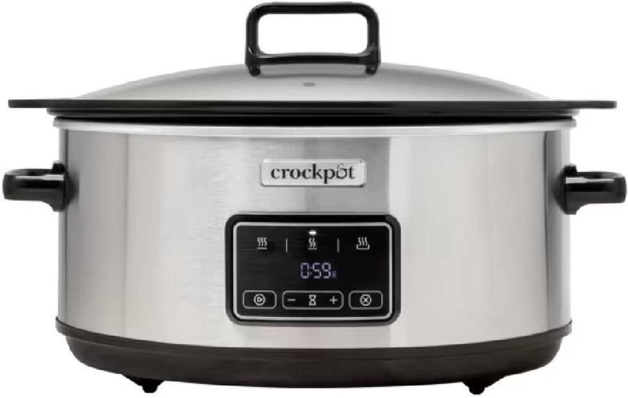 SnelShoppen Crockpot Sizzle & Stew CSC111X Digitale Slowcooker 3.5L voor 3-4 Personen Geschikt voor Inductiekookplaten RVS Verwijderbare Containe