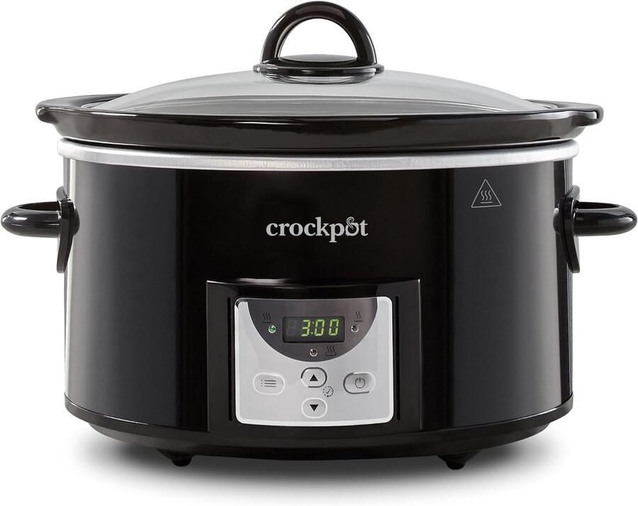 SnelShoppen Digitale Slowcooker 3.5L Programmeren 3 Temperatuurinstellingen Ideaal voor Soepen Stoofschotels Taarten Zwart