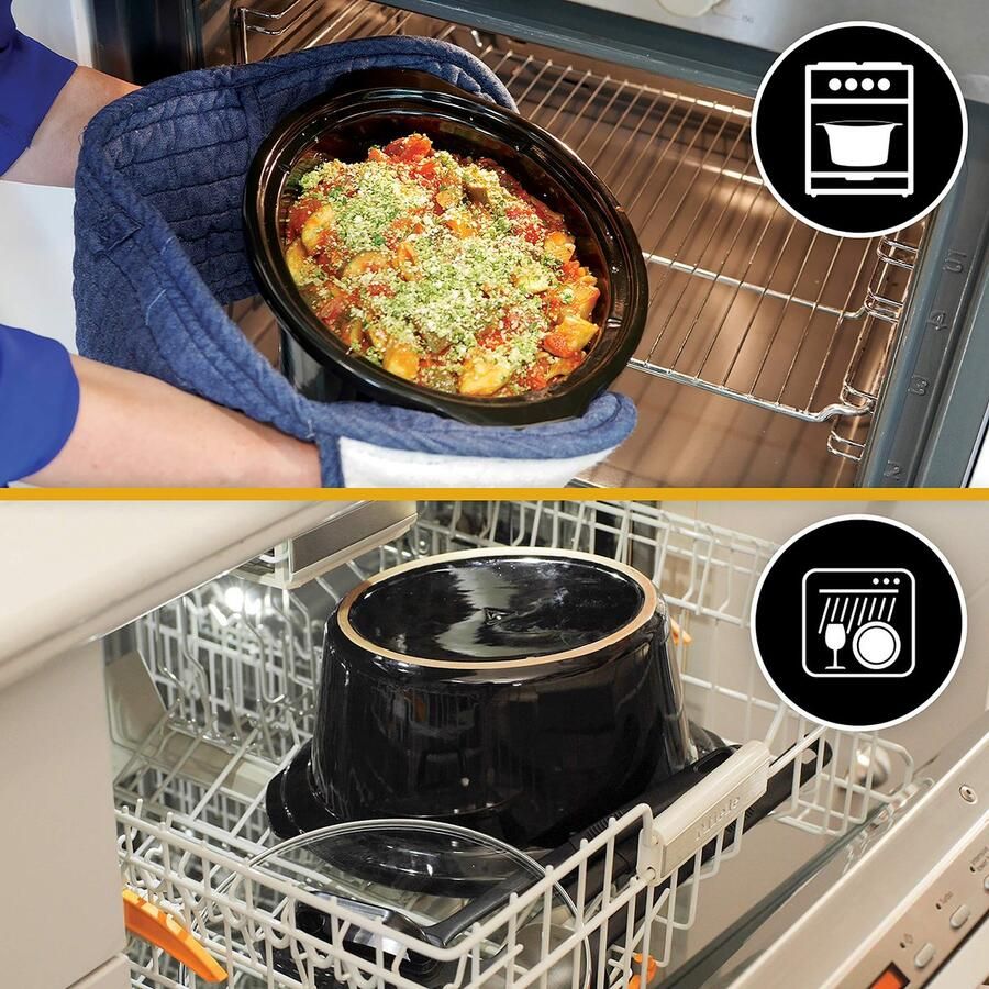 SnelShoppen Digitale Slowcooker 7 5 liter Instelbare Gaartijd Roestvrij Staal Zilver en Zwart Perfect voor Feesten en Grote Gezelschappen