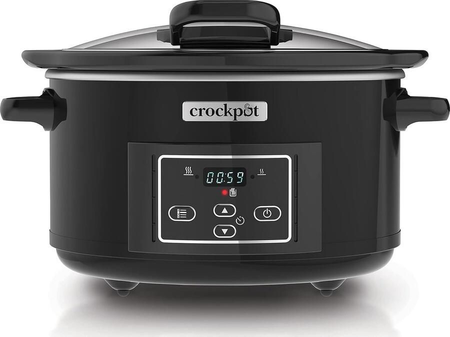 SnelShoppen Digitale Slowcooker met RVS Afwerking 4.7 Liter Zwart Voor 4-5 Personen 2 Temperatuurinstellingen Automatische Warmhoudfunctie Ide