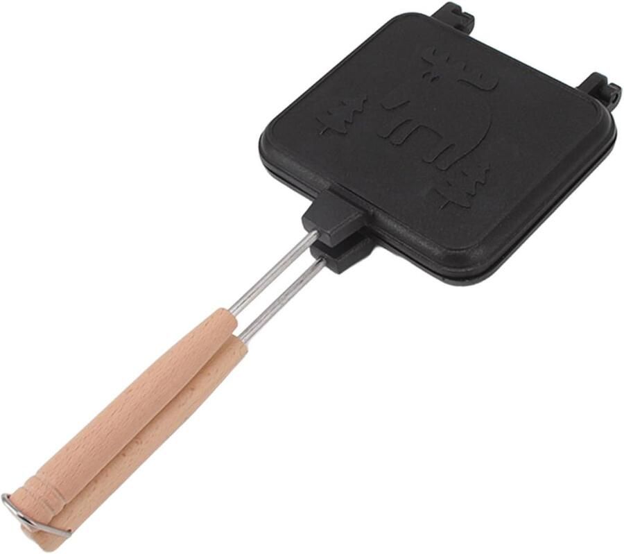 SnelShoppen Double Sided Frying Pan Non-Stick Sandwich Maker met Verwijderbare Handgreep Mini Wafelijzer Grillpan voor Ontbijt Toasties Keuken e
