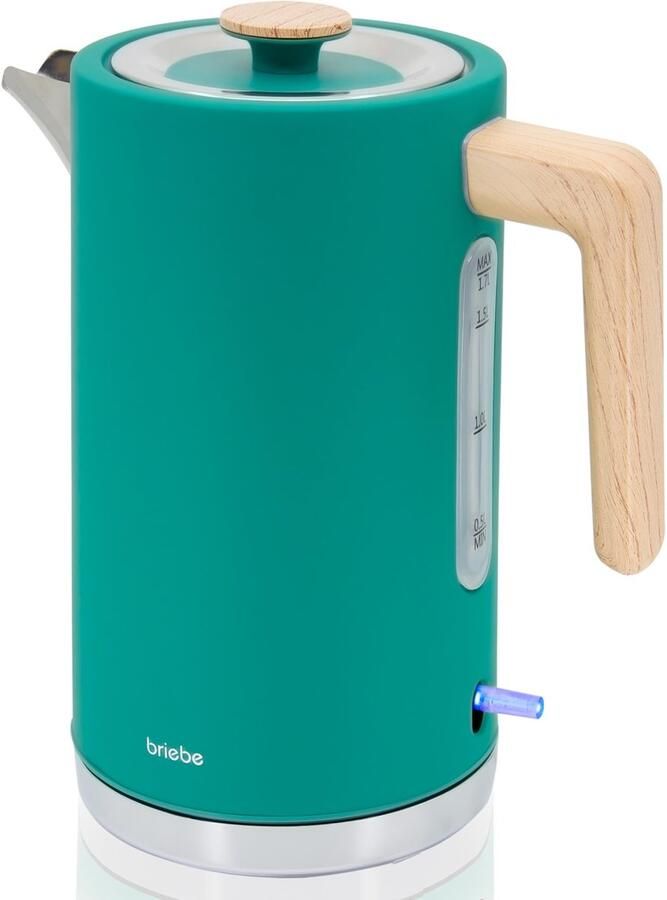 SnelShoppen Draadloze Elektrische Waterkoker 1 7 L Groen 2200 W Snel Koken BPA-vrij Scandinavisch Ontwerp met Houtlook Handvat 360° Basis Auto