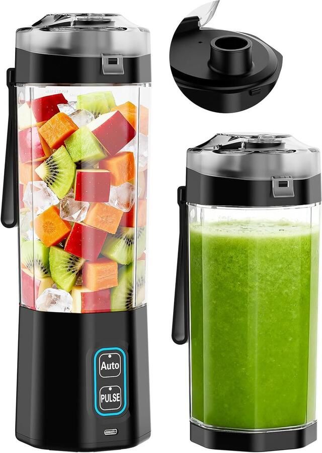 SnelShoppen Draadloze Portable Mixer Smoothie Maker To Go 700ml Mini Blender met 360W IJscrusher 6000mAh Accu USB-C Oplaadbaar IPX8 Waterdicht v