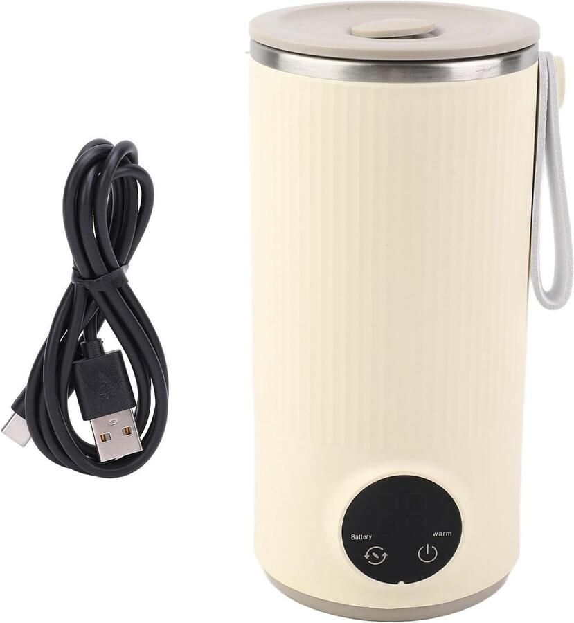 SnelShoppen Draadloze RVS Waterkoker 400 ml met Oplaadbare Roerstaaf voor Koffie Thee Melk en Heet Water Ideaal voor Camping Reizen en Thuisgeb