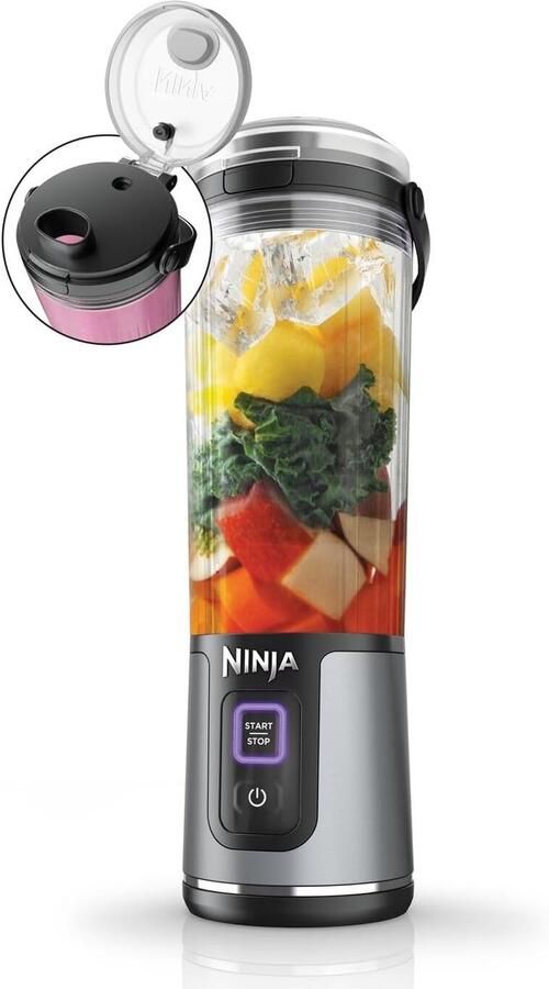 SnelShoppen Draagbare Blender 530 ml Lekvrij Deksel & Schenktuit Snoerloze Miniblender Oplaadbaar Smoothies Proteïneshakes IJs & Bevrore