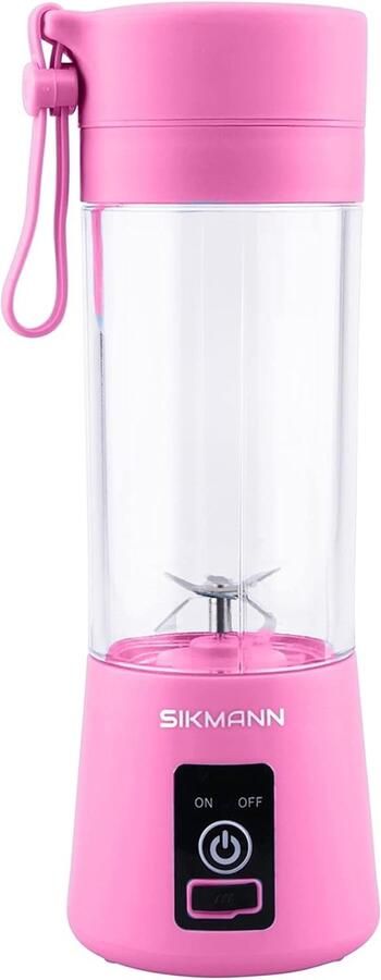 SnelShoppen Draagbare Blender To Go Handbare Mixer voor Smoothies Compacte Handblender 380ML Roze Perfect voor Camping Sport en Thuis