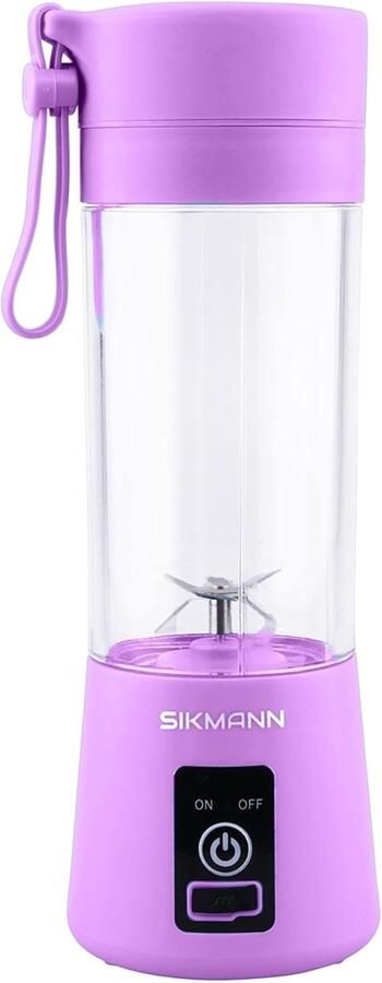 SnelShoppen Draagbare Blender To Go Portable Smoothie Maker 380ML Paars Perfect voor Camping Sport Keuken Maak Gezonde Smoothies en Shakes