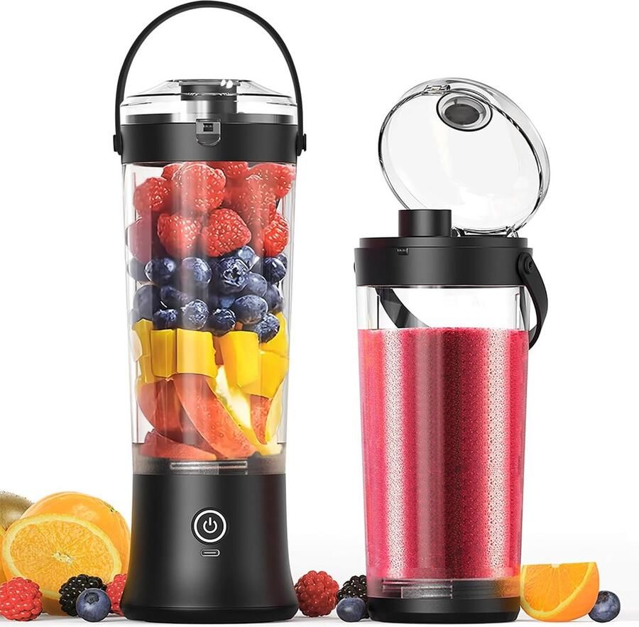 SnelShoppen Draagbare Blender voor Shakes en Smoothies 500ml Krachtige Draadloze Mini Blender USB Oplaadbaar met 6 Ultra-Scherpe Messen Perfect v