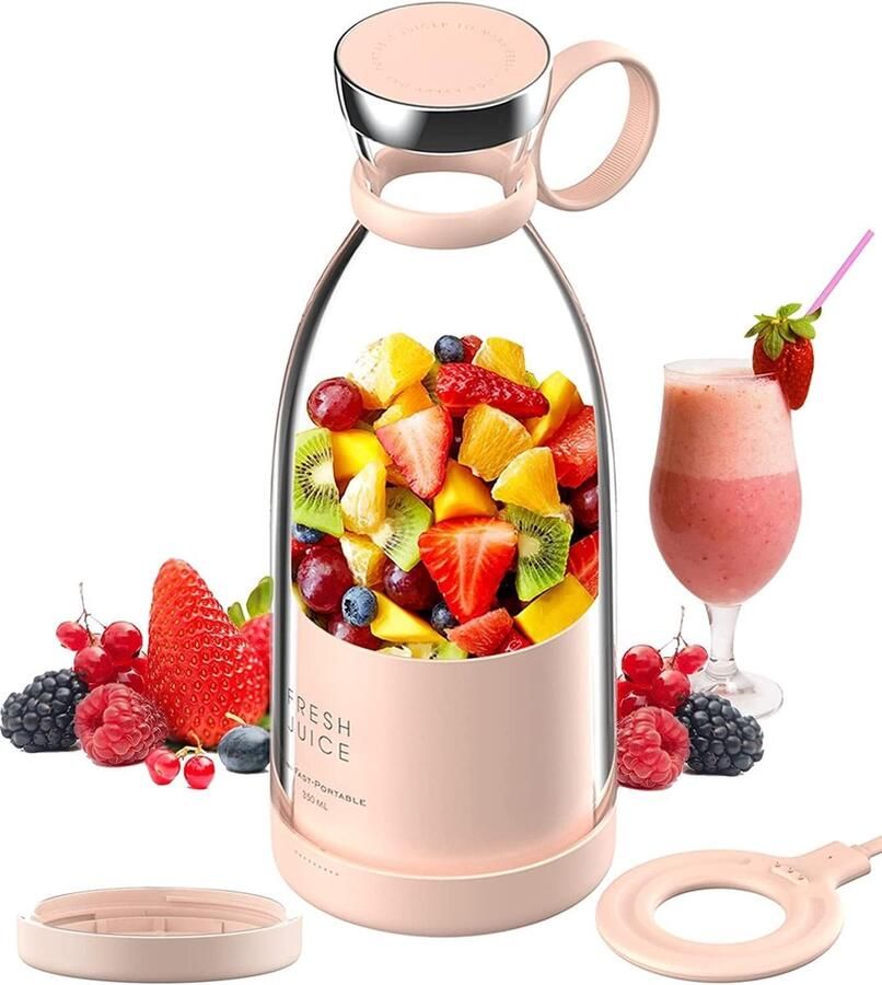 Thijox Draagbare Blender voor Smoothies Maker 350 ml USB Krachtige Motor Draadloos Opladen Ideaal voor Reizen Fruit Blender Milkshakes Vers