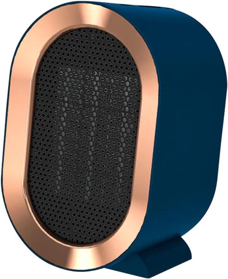 SnelShoppen Draagbare Elektrische Kachel Compacte Verwarming met Keramisch Element Blauw met Roségouden Accenten Ideaal voor Thuis Kantoor C