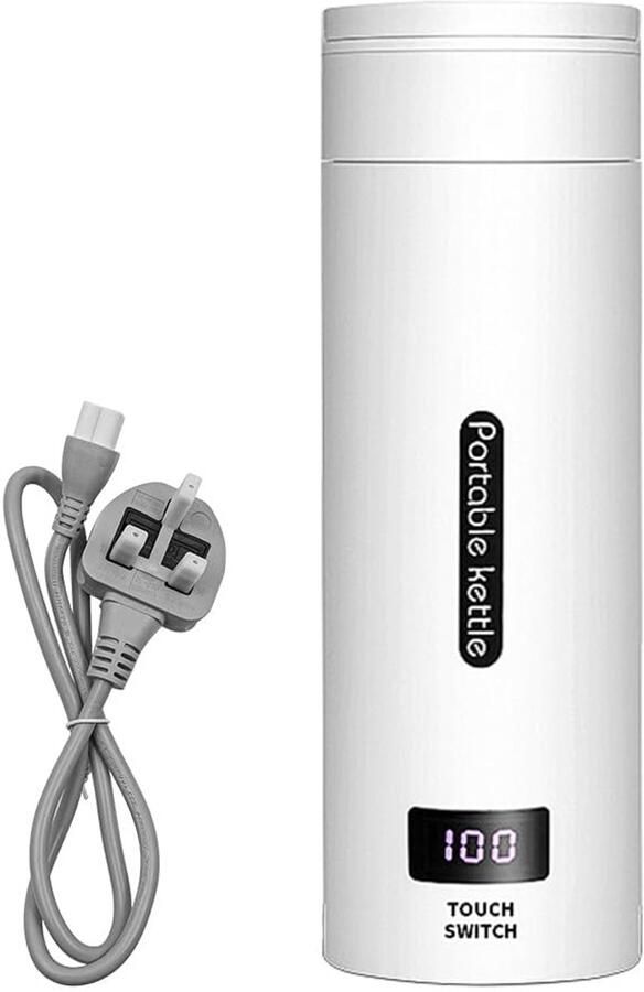 SnelShoppen Draagbare Elektrische Waterkoker 500ml Reiswaterbeker met LED Temperatuurdisplay 4 Temperatuurinstellingen Automatische Uitschakeling