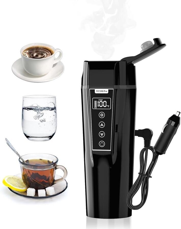 SnelShoppen Draagbare Elektrische Waterkoker voor Auto 24 12 V Reis Kettle met Aanstekeraansluiting voor Auto en Vrachtwagen Verstelbare Temperatu
