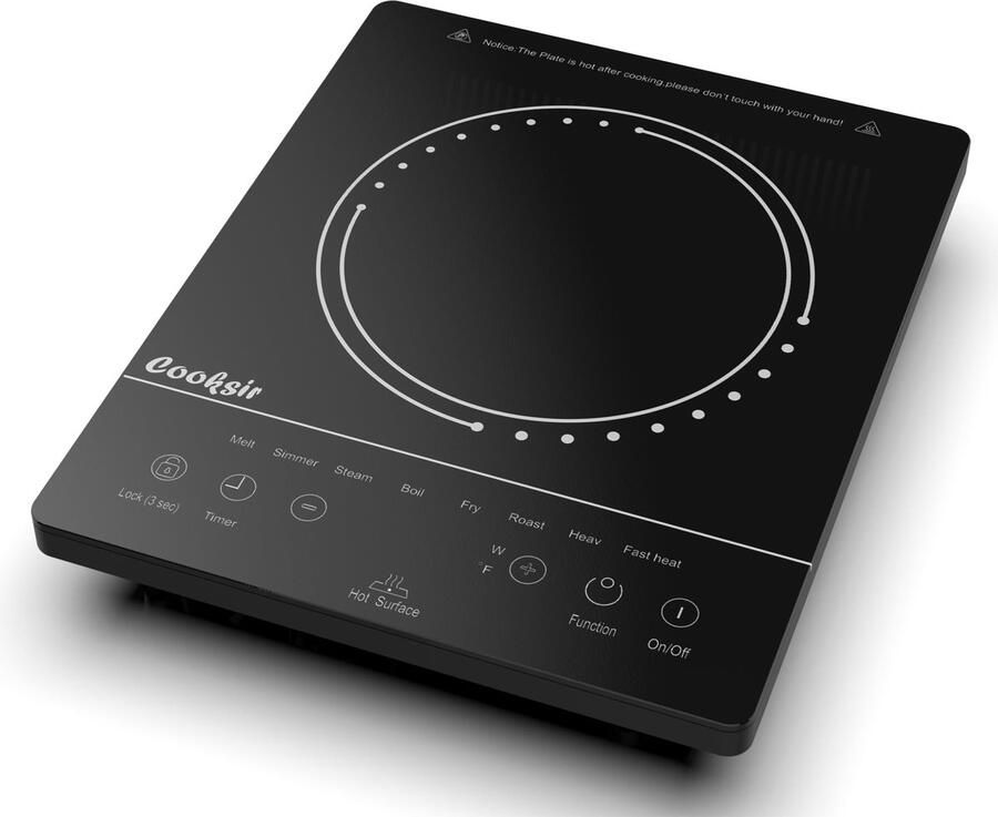 SnelShoppen Draagbare Keramische Kookplaat 2000W Infrarood Kookplaat met 1 Plaat 28 cm Veiligheidsslot en 4-uurs Timer voor Keuken Camping en Fe