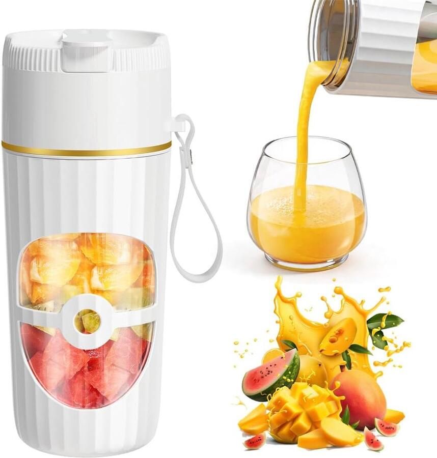 SnelShoppen Draagbare Mixer 400 ml Mini Smoothie Maker met 10 Roestvrijstalen Messen USB Oplaadbaar voor Shakes Sap en Smoothies Thuis Sport e