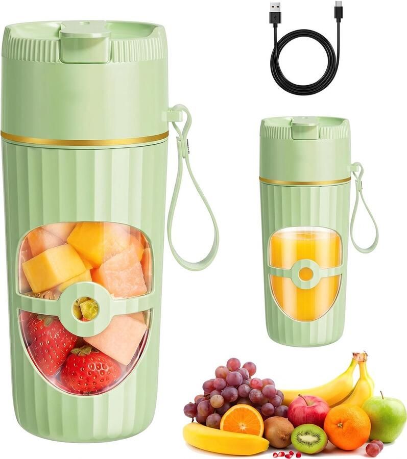 SnelShoppen Draagbare Mixer 400 ml Smoothie Maker To Go Mini Blender met 10 Roestvrijstalen Messen USB Oplaadbaar 1300 mAh Batterij BPA-vrij