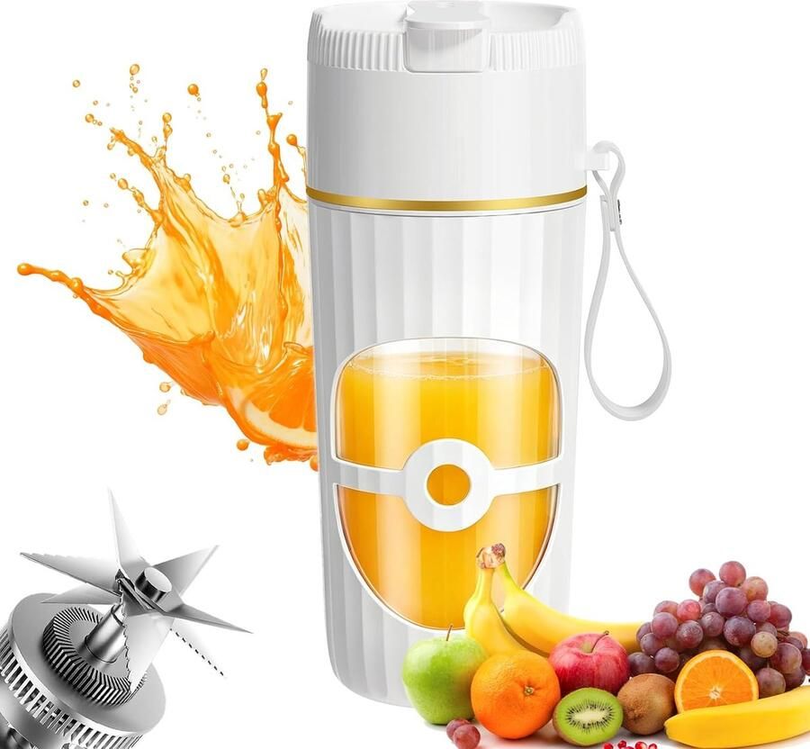 SnelShoppen Draagbare Mixer 400ml Mini Blender voor Smoothies Shakes & IJs USB Oplaadbaar met 10 Roestvrijstalen Messen Ideaal voor Kantoor