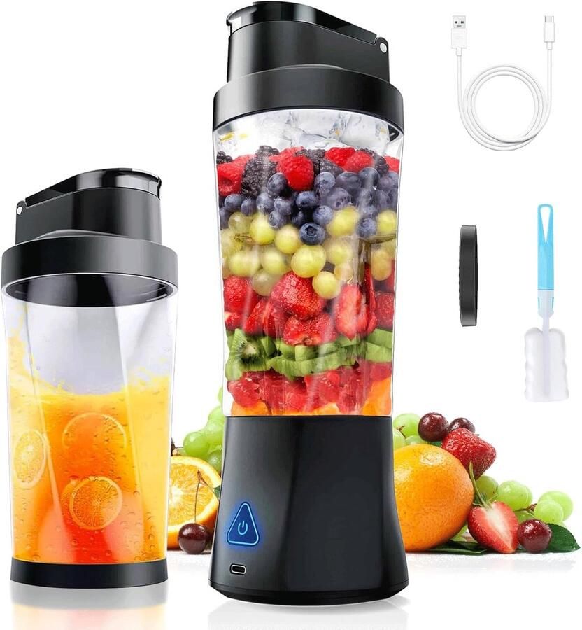SnelShoppen Draagbare Mixer 700 ml Smoothie Maker To Go USB Oplaadbare Sapcentrifuge met 6 Messen Lekvrij Deksel Ideaal voor Sportschool Kantoor