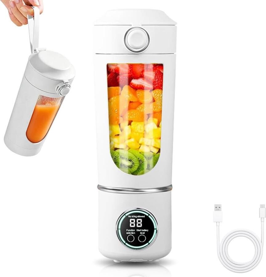 SnelShoppen Draagbare Mixer Mini-Blender 400 ml Kleine Sapcentrifuge Smoothie-Maker met Siliconen Rietje USB-Oplaadbare Keuken Mixer met 12 Roes