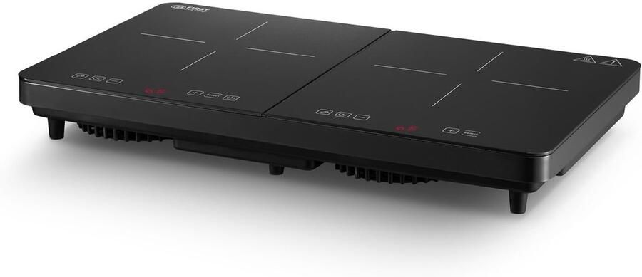 SnelShoppen Dubbele Inductiekookplaat 3500W 2-Pits Glaskeramische Kookplaat met 10 Vermogensniveaus Timer Kinderslot LED-Display en Touchbedien