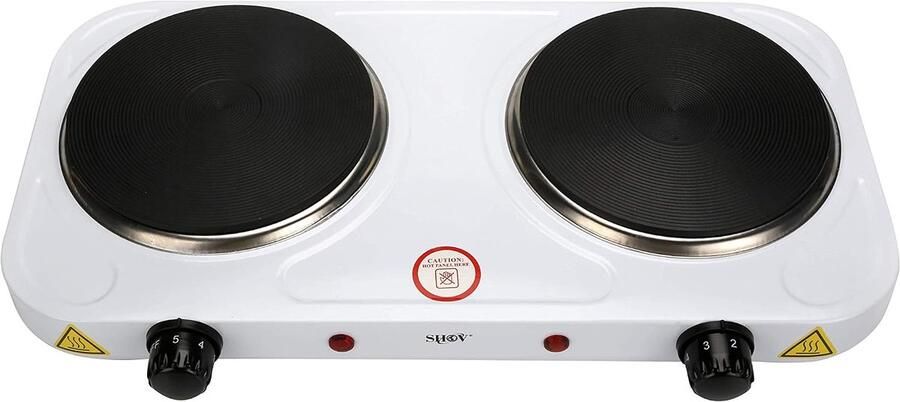 SnelShoppen Dubbele kookplaat elektrisch fornuis met oven 2500 W ideaal voor camping keuken party en outdoor gebruik compacte duo kookplaat