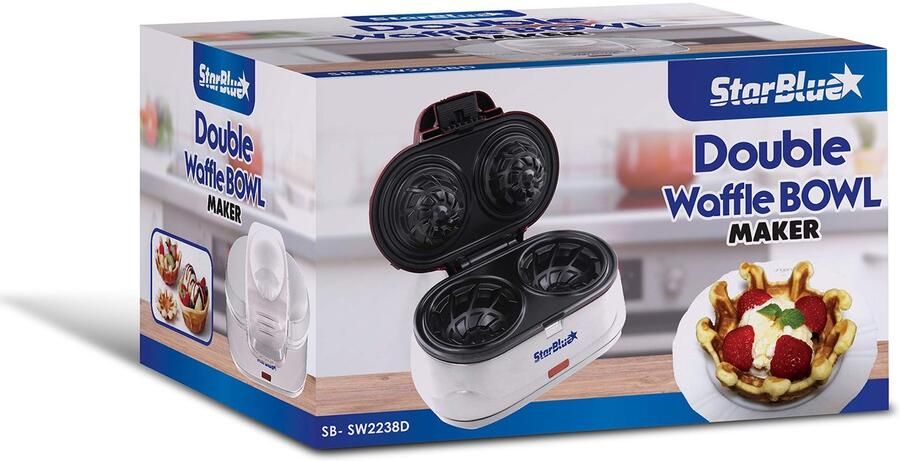 SnelShoppen Dubbele Wafelschaalmaker Belgische Wafels Maker Wit 1200W Ideaal voor IJs en Fruit Perfect voor Feesten en Gezelligheid Euro