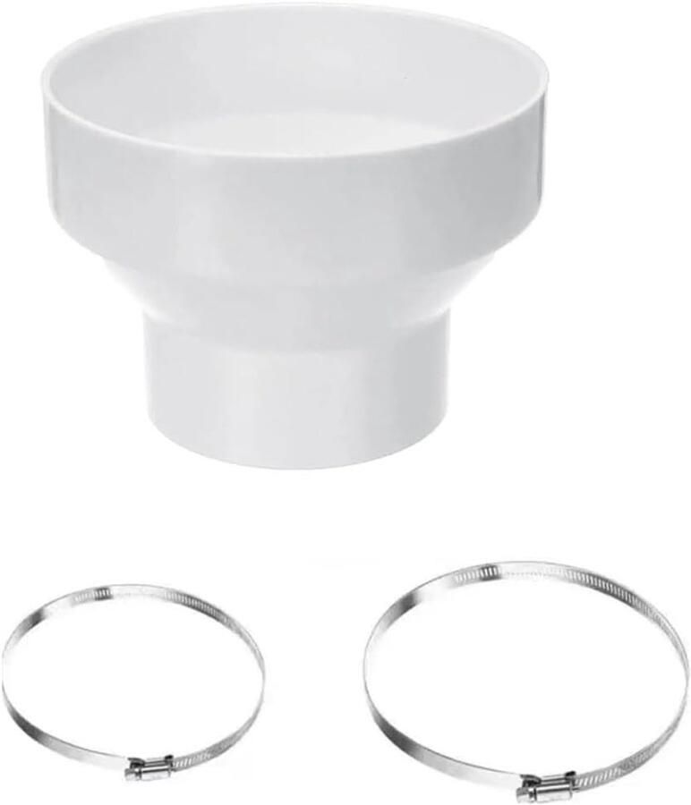SnelShoppen Duct Reducer Afvoerslang Adapter 150mm naar 100mm Universele Ventilatiesysteem Adapter met Rvs Slangklemmen voor Afzuigkappen en Ventila