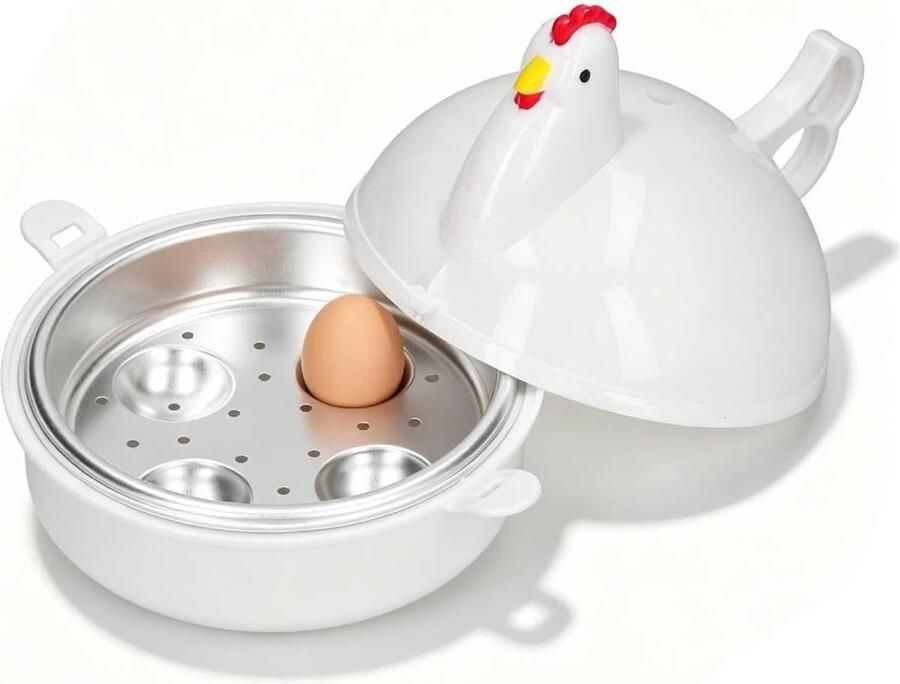 SnelShoppen Egg Cooker Magnetron Hardgekookte Eieren Maker 4 Eieren Stoomkoker Kippenvorm Ideaal voor Ontbijt en Salades Keuken Accessoire