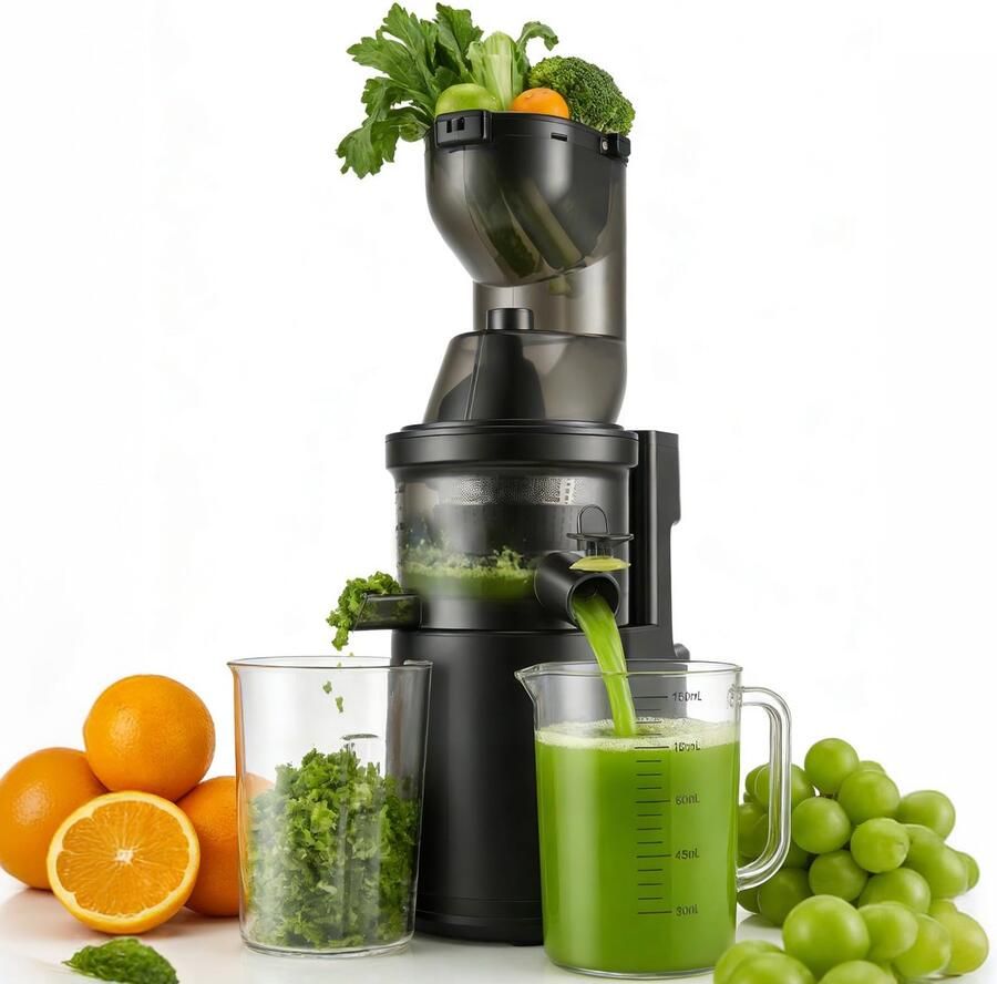 SnelShoppen Eirolace Sapcentrifuge voor Groenten en Fruit 170 mm Opening 500 W Slowjuicer met 3 Snelheden en Omgekeerde Functie Sapcentrifuge met