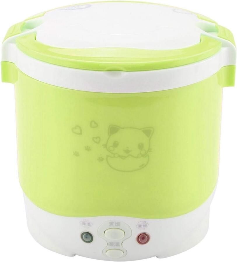 SnelShoppen Electric Rice Cooker 12V 100W 1.3L Multifunctionele Reis- en Soepkoker Draagbare Food Steamer voor Auto Groene Kleur voor Camping en