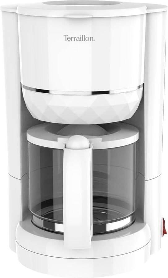 SnelShoppen Elektrisch Filterkoffiezetapparaat Glazen Kan 1 25L Warmhoudfunctie Druppelstop Reliëf Basis met Diamanteffect Wit Voor Ke