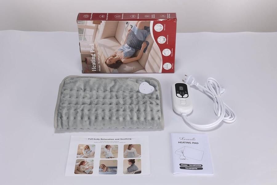 SnelShoppen Elektrisch Verwarmingskussen 60x30 cm voor Rug Schouders en Buik 6 Temperatuurniveaus 4 Timers Snel Opwarmen Automatische Uitschak