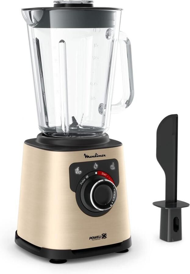 SnelShoppen Elektrische blender 1200W met glazen kom 1 5L smoothie-mixer met Powelix technologie eenvoudig schoonmaken zwart goud voor keuken en