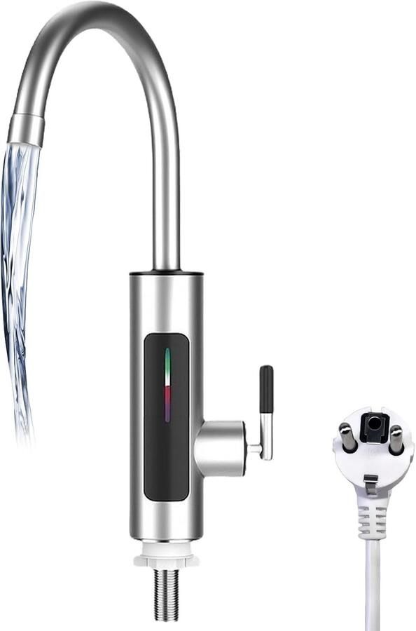 SnelShoppen Elektrische Doorstromer Waterkoker Kraan met LED Temperatuurweergave Rvs Keukenkranen 360° Draaiend Voor Tuin Camping 3000W 220V