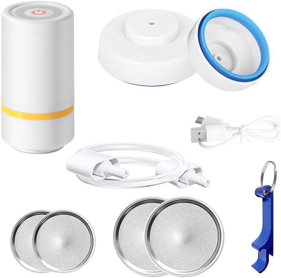 Vacuum Sealer voor Mason Jars Elektrische Handheld Pomp Geschikt voor Brede en Normale Opening SnelShoppen