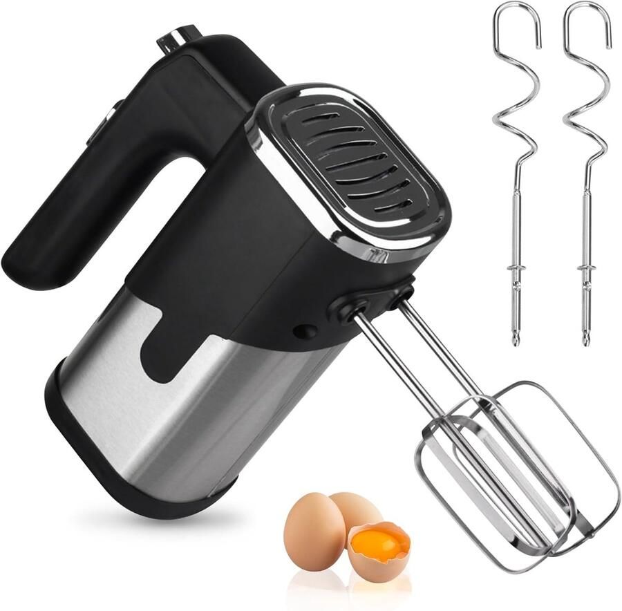SnelShoppen Elektrische Handmixer 800 W 5 Snelheden Keuken Mixer met 2 Kloppers en 2 Kneedhaken Ideaal voor Taart Brood Bakken en Slagroom