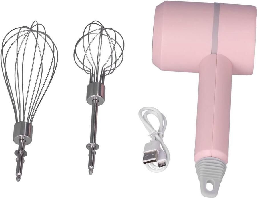 SnelShoppen Elektrische Handmixer met 2 RVS Kloppers Afneembare Eierklopper Roze Hand Blender voor Keuken Duurzaam en Makkelijk Schoon te Make
