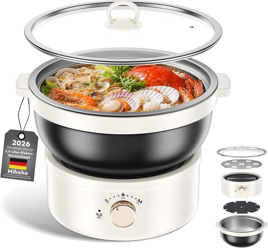 SnelShoppen Elektrische Hot Pot 2 5 Liter Hete Pan voor Shabu Soep en Pasta Snelle Verwarming Afneembare Binnenpot Ideaal voor Familie