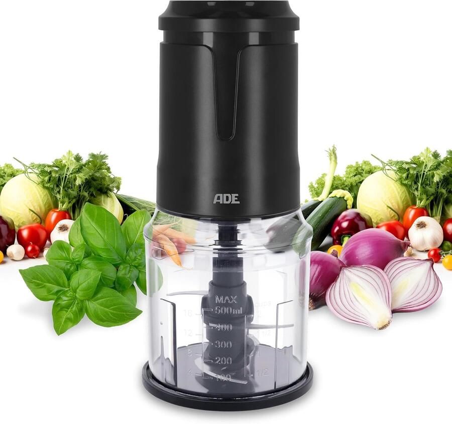 SnelShoppen Elektrische Keukenhaker Groentesnijder Uiensnijder Multifunctionele Mixer-Hakmolen 400W met 4 Roestvrijstalen Messen 500ml Compacte