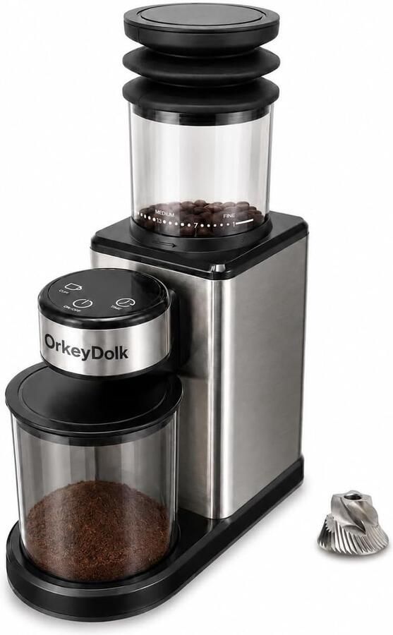SnelShoppen Elektrische Koffiemolen Roestvrijstaal Kegelmaalwerk 25 Maalgraden Stille Koffiemolen voor Espresso Filterkoffie Mokkakan Thuis