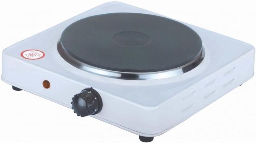 SnelShoppen Elektrische Kookplaat 1500 W Verstelbare Reis Kookplaat voor Camping Gietijzer 185 mm Wit Compact en Lichtgewicht