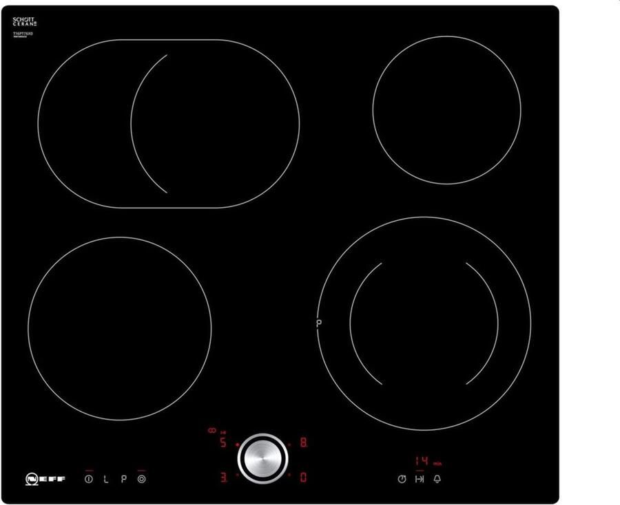 SnelShoppen Elektrische Kookplaat 60 cm met 17 Vermogensniveaus Warmhoudfunctie Timer Draai-Knop Keramisch Glas Zwart voor Keuken en Feest