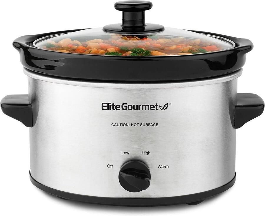 SnelShoppen Elektrische Ovale Slowcooker 2.27L Rvs Temperatuur Instelbaar Ideaal voor Soepen Dips Sauzen en Stews Met Glazen Deksel Vaatw