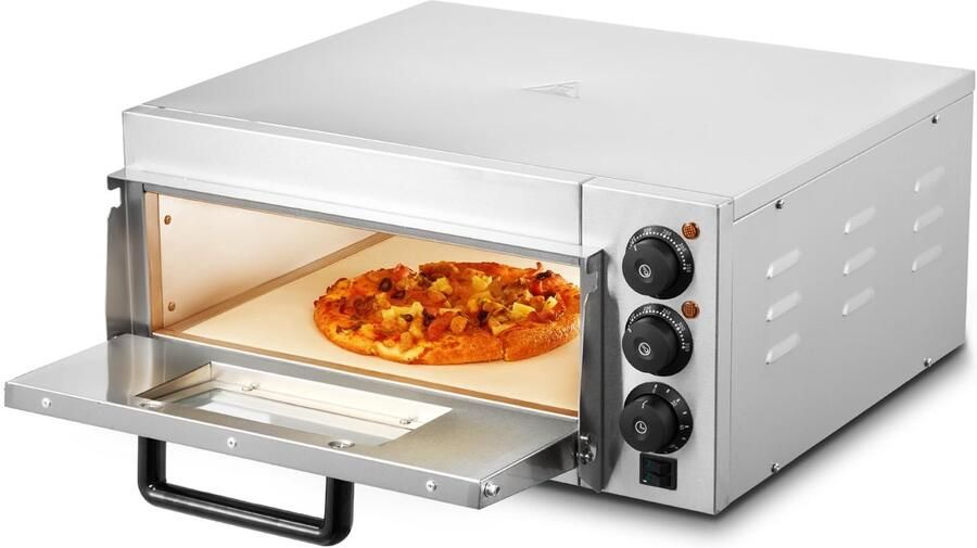 SnelShoppen Elektrische Pizzaoven 14 Inch Roestvrij Staal Pizzasteen Multifunctionele Pizzaoven voor Thuis Keuken Restaurant Feest en Campi