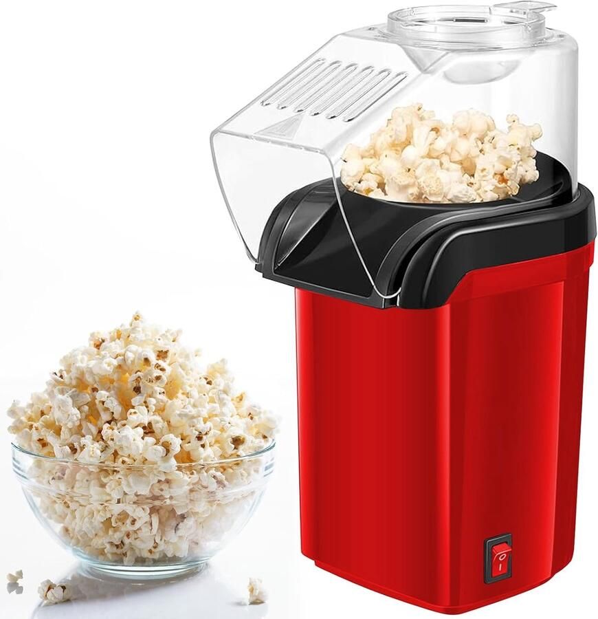 SnelShoppen Elektrische Popcorn Machine 1200W Gezonde Popcornmaker voor Thuis Snelle en Eenvoudige Popcorn in 3 Minuten Ideaal voor Filmavonde
