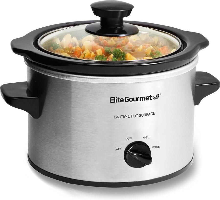 SnelShoppen Elektrische Slow Cooker 1.4L met Keramische Container Staal Instelbare Temperatuur voor Soepen Stoofschotels Sauzen Geschikt voor K