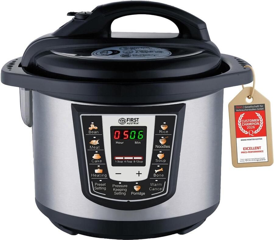 SnelShoppen Elektrische Snelkookpan 6L met 9 Auto-Programma's Multikoker 1000W als Rijstkoker Stoomkoker Crock Pot Perfect voor Keuken en Feest