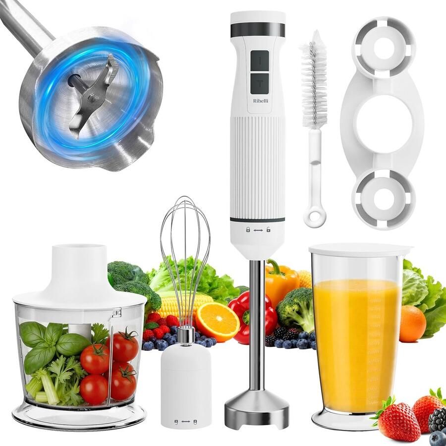 SnelShoppen Elektrische Staafmixer Set Wit Krachtige Blender voor Smoothies Soepen en Sauzen Handige Keukenhulp voor Feest en Dagelijks Gebruik