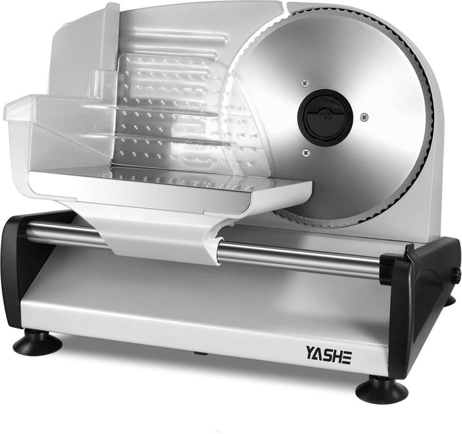 SnelShoppen Elektrische Vlees Snijmachine 150W Met Verstelbare Dikte 0-15mm RVS 19Cm Bladen Veiligheidsslot Zuignappen Ideaal Voor Vlees Kaas