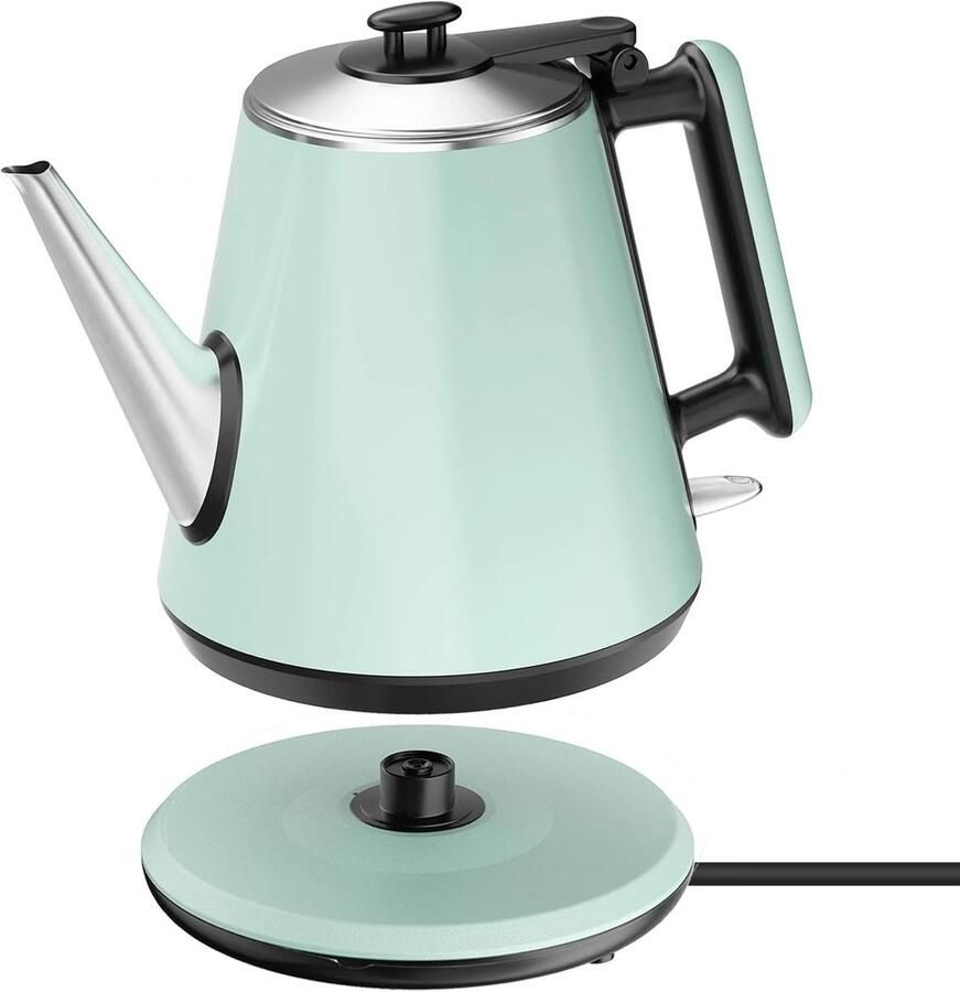 SnelShoppen Elektrische Waterkoker 0.9L RVS 304 Roodvrij Staal 1000W Compact Ontwerp Met Eénknopsbediening Automatische Uitschakeling & Droogkook